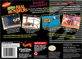 Box back cover for Aaahh!!! Real Monsters on the Nintendo SNES.